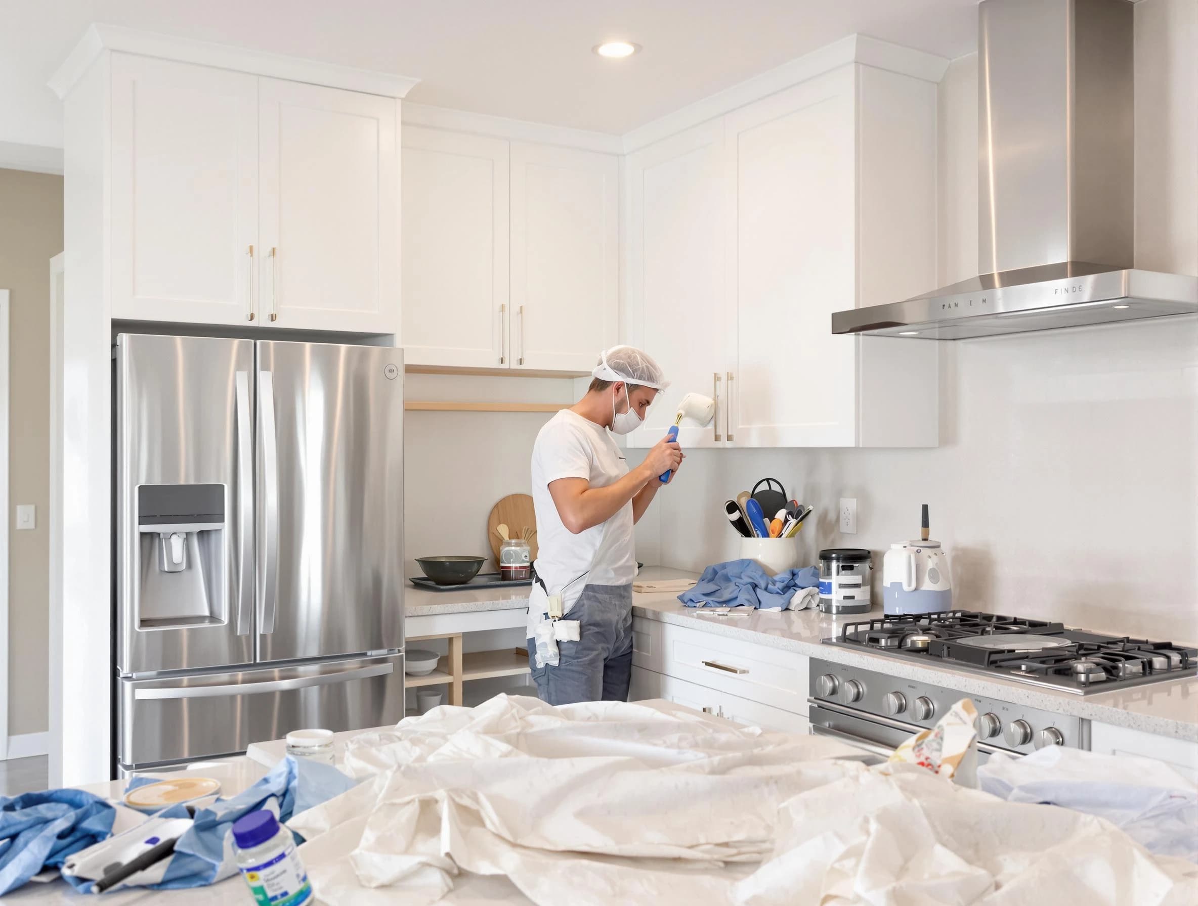 Maricopa House Painters painter applying a fresh coat in a kitchen located in Maricopa, AZ