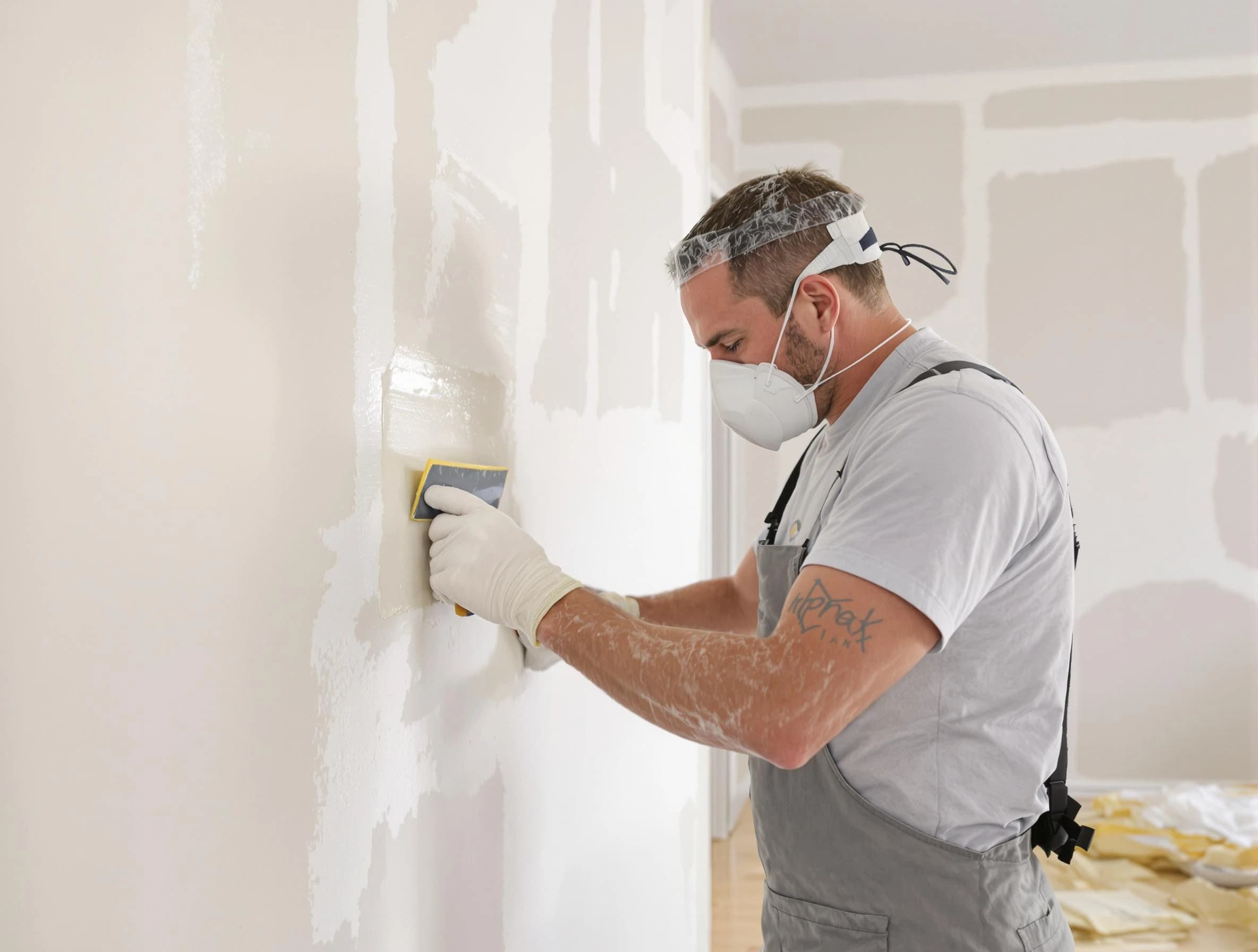 Maricopa House Painters technician applying mud to drywall seams in Maricopa, AZ