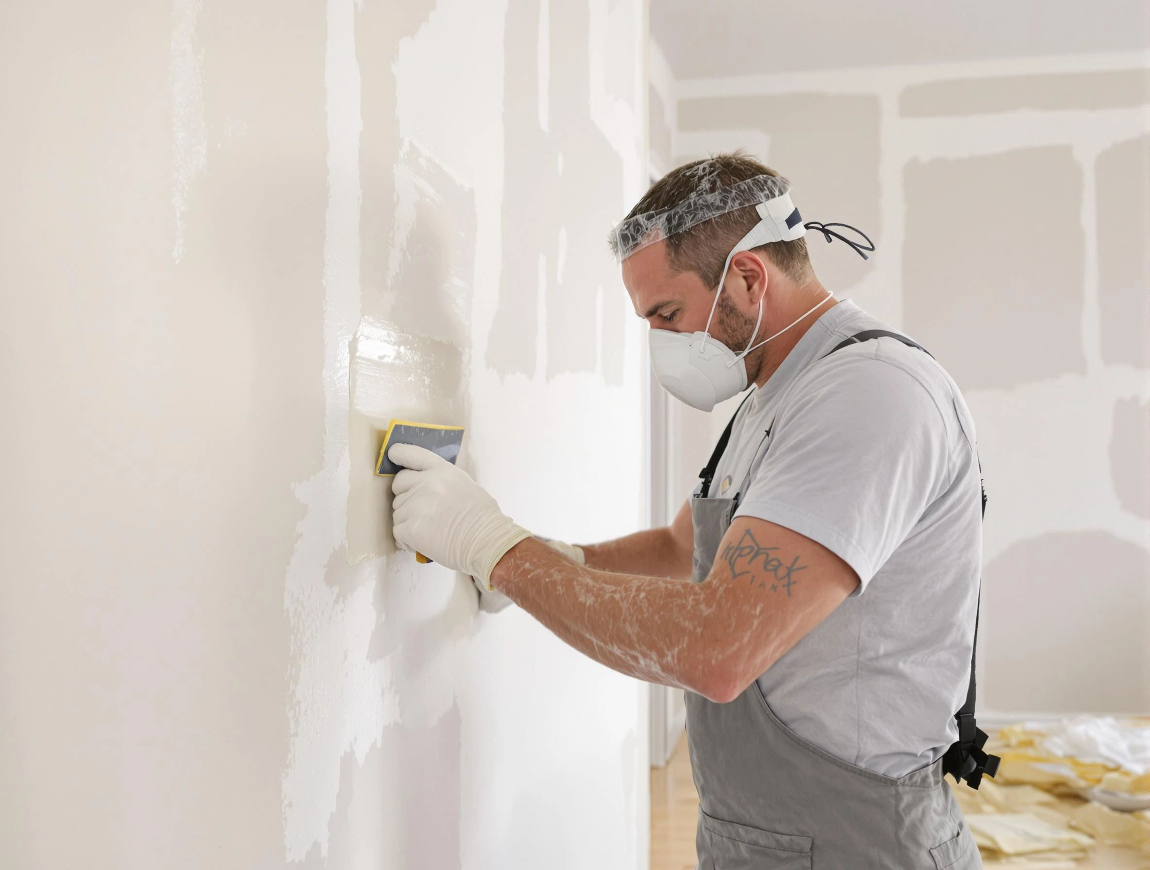 Maricopa House Painters technician applying mud to drywall seams in Maricopa, AZ