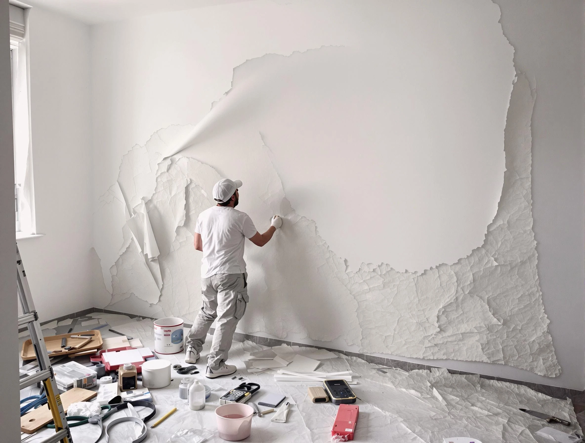 Removing old wallpaper to reveal clean walls by Maricopa House Painters in Maricopa